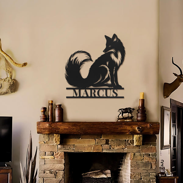 Custom Fox Metal Wall Art LED Light Personalized Fox Lover Name Sign Home Decor Kid Nursery Decoration Wild Animal Housewarming Birthday