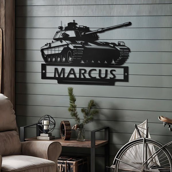 Custom US Military Tank Metal Sign With LED Lights, Personalized US Military Tank Metal Signs, Military Tank Wall Hanging For Decoration