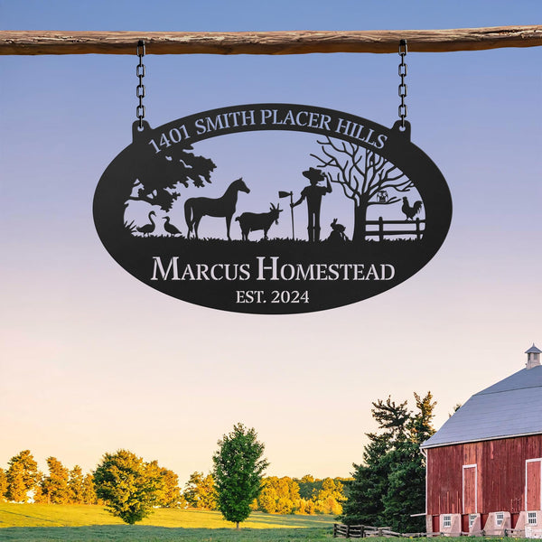 Custom Farmhouse Metal Sign, Personalized Farm Metal Sign, Animal Farm Sign, Ranch Sign, Barn Sign, Farm Gate Sign, Farmer Name Sign Gifts
