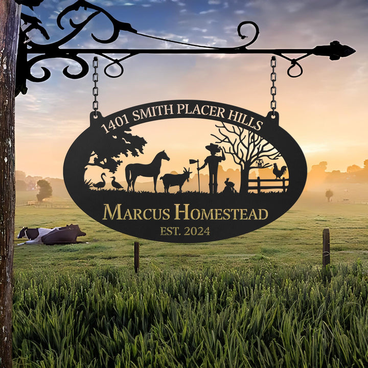 Custom Farmhouse Metal Sign, Personalized Farm Metal Sign, Animal Farm Sign, Ranch Sign, Barn Sign, Farm Gate Sign, Farmer Name Sign Gifts
