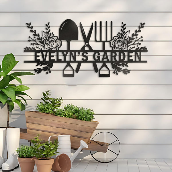 Custom Metal Garden Decor,Gardener Name Sign, Personalised Garden Name Sign,Garden Wall Art, Yard Decor,Gardening Gifts for Dad,Housewarming