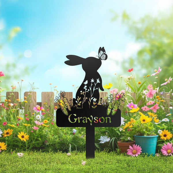 Personalized Bunny Stake Sign,Custom Rabbit Garden Decor,Year of Rabbit Gift,Pet Grave Marker,Outdoor decor,Rabbit Sign With Stake,Pet Loss