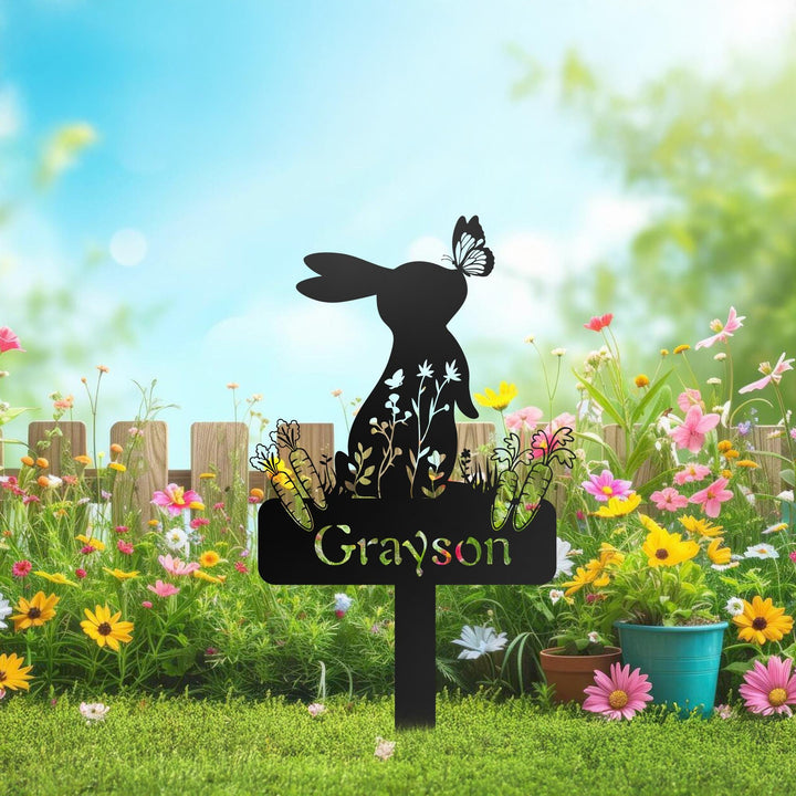 Personalized Bunny Stake Sign,Custom Rabbit Garden Decor,Year of Rabbit Gift,Pet Grave Marker,Outdoor decor,Rabbit Sign With Stake,Pet Loss