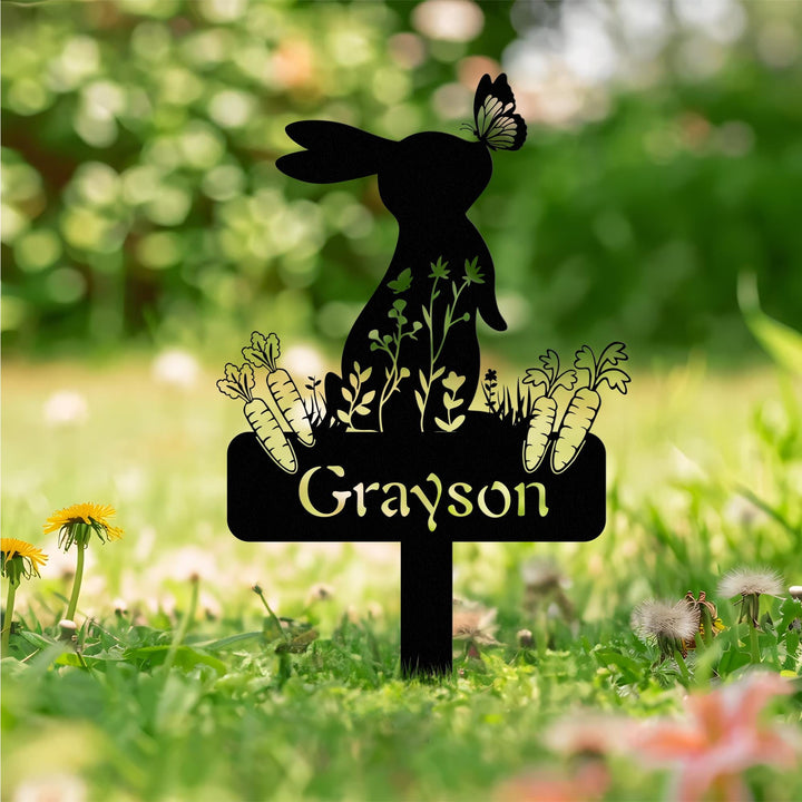 Personalized Bunny Stake Sign,Custom Rabbit Garden Decor,Year of Rabbit Gift,Pet Grave Marker,Outdoor decor,Rabbit Sign With Stake,Pet Loss