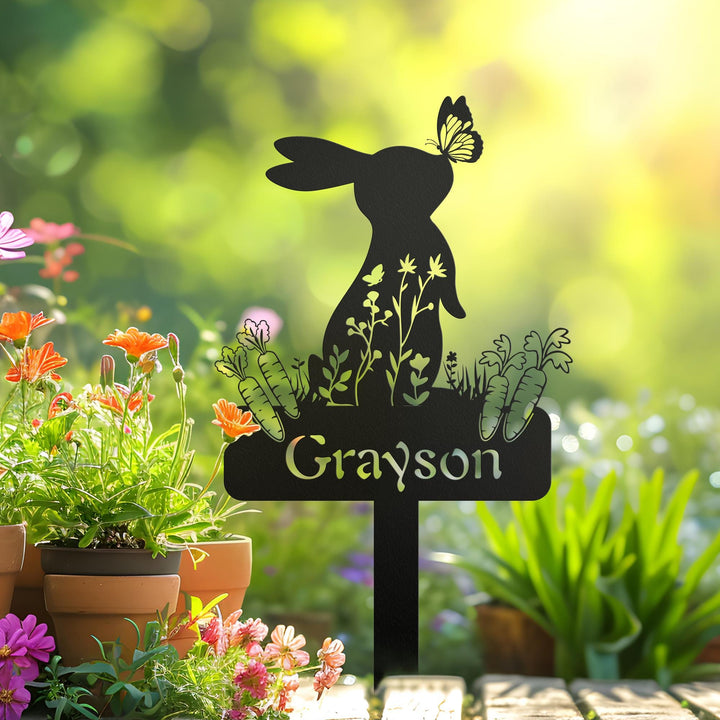 Personalized Bunny Stake Sign,Custom Rabbit Garden Decor,Year of Rabbit Gift,Pet Grave Marker,Outdoor decor,Rabbit Sign With Stake,Pet Loss