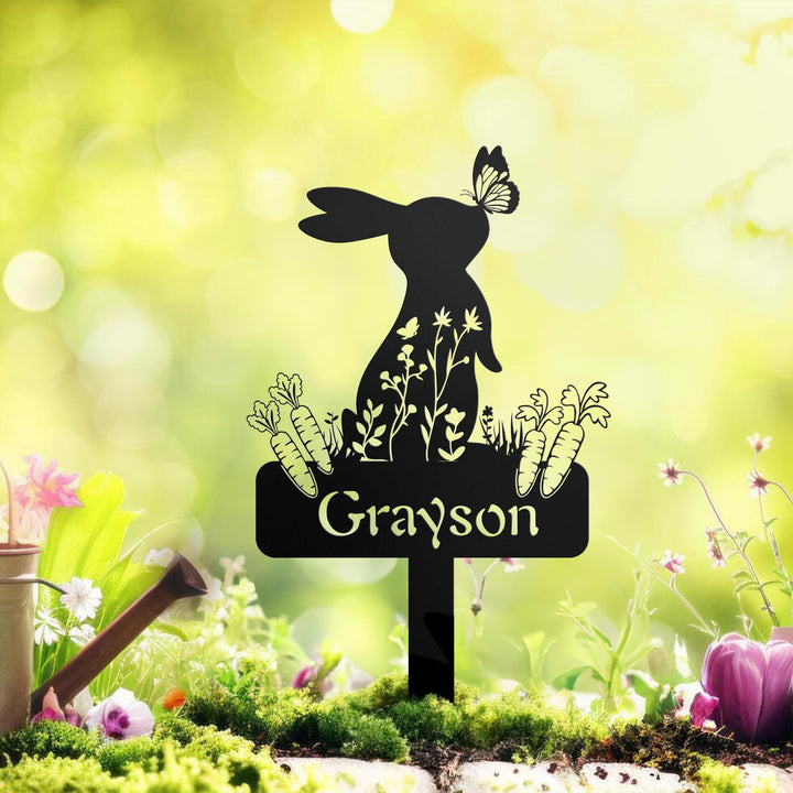 Personalized Bunny Stake Sign,Custom Rabbit Garden Decor,Year of Rabbit Gift,Pet Grave Marker,Outdoor decor,Rabbit Sign With Stake,Pet Loss