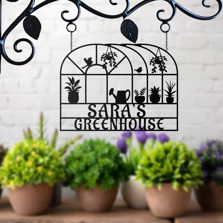 Custom Greenhouse Sign, Metal Garden Sign, Garden Decor Wall Art, Personalized Gardener Name Sign, Metal Yard Sign Decor, Gardener Gift.