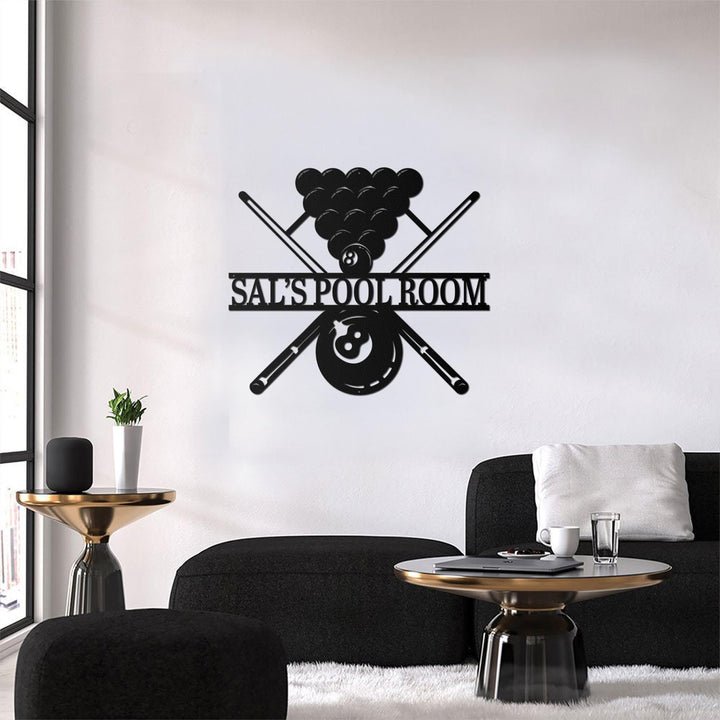 Personalized Billiards Metal Wall Art with LED Light, Custom Snooker Player Name Sign, Pool Room & Club Decor, Gift for Billiards Lovers