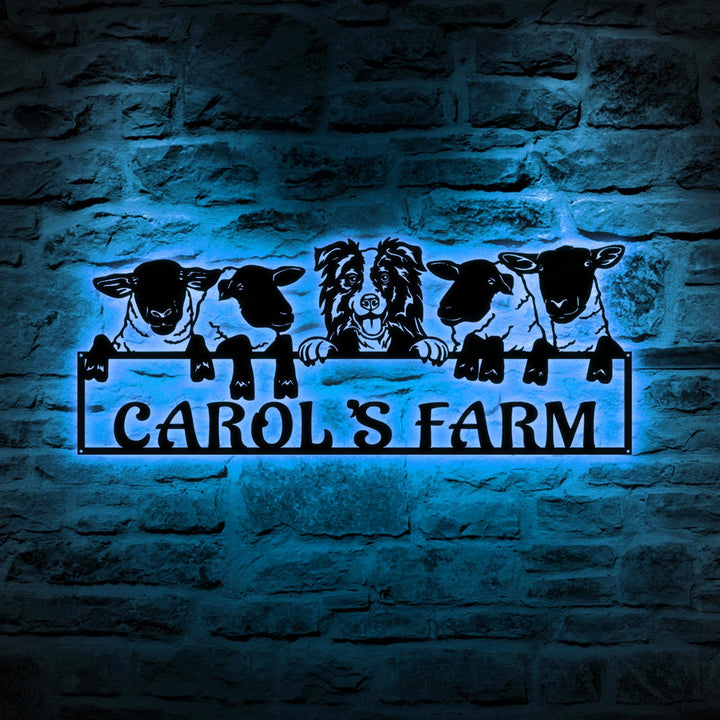 Sheep Farm Metal Sign Led Lights, Custom Metal Sheep Sign, Personalized Three Sheep Metal Wall Art, Farm Decor Outdoor, Ranch Barn Sign