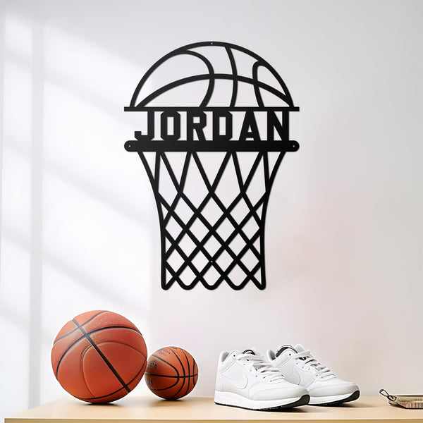 Custom Basketball Monogram Metal Sign With LED Lights , Personalized Basketball Metal Wall Art LED RGB, Basketball Neon Metal Wall Decor