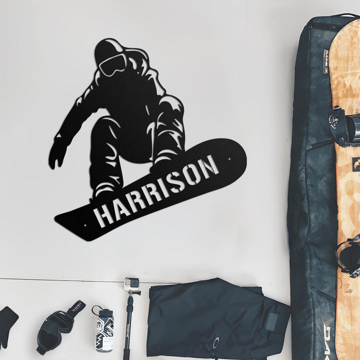 Custom Snowboarding Metal Wall Art LED Light Personalized Snowboard Name Sign Home Decor Snowboarder Mountain Decoration Birthday Gift