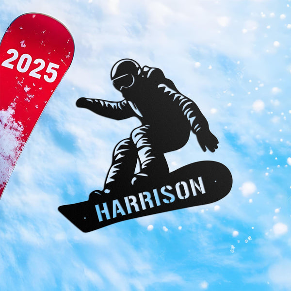 Custom Snowboarding Metal Wall Art LED Light Personalized Snowboard Name Sign Home Decor Snowboarder Mountain Decoration Birthday Gift