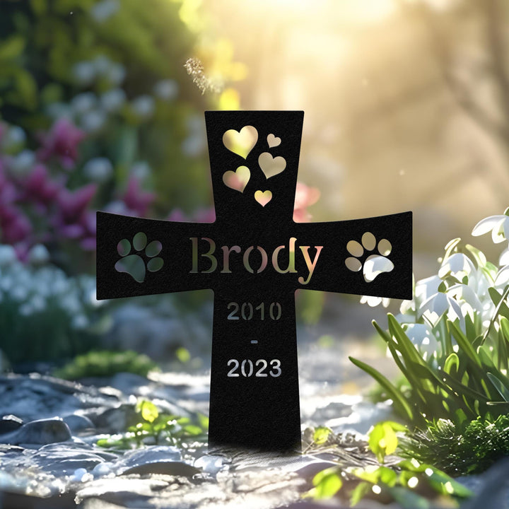 Custom Dog Grave Marker Cross – Pet Memorial Stake, Outdoor Cemetery Plaque, Sympathy Gift for Pet Loss, Garden Remembrance Decor, Cat loss