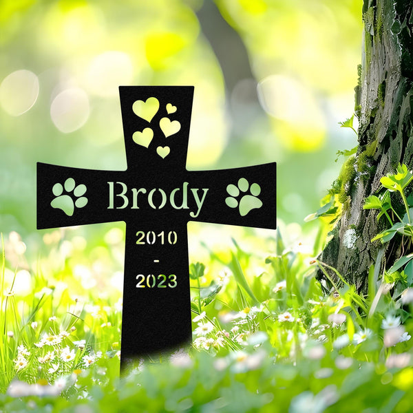 Custom Dog Grave Marker Cross – Pet Memorial Stake, Outdoor Cemetery Plaque, Sympathy Gift for Pet Loss, Garden Remembrance Decor, Cat loss