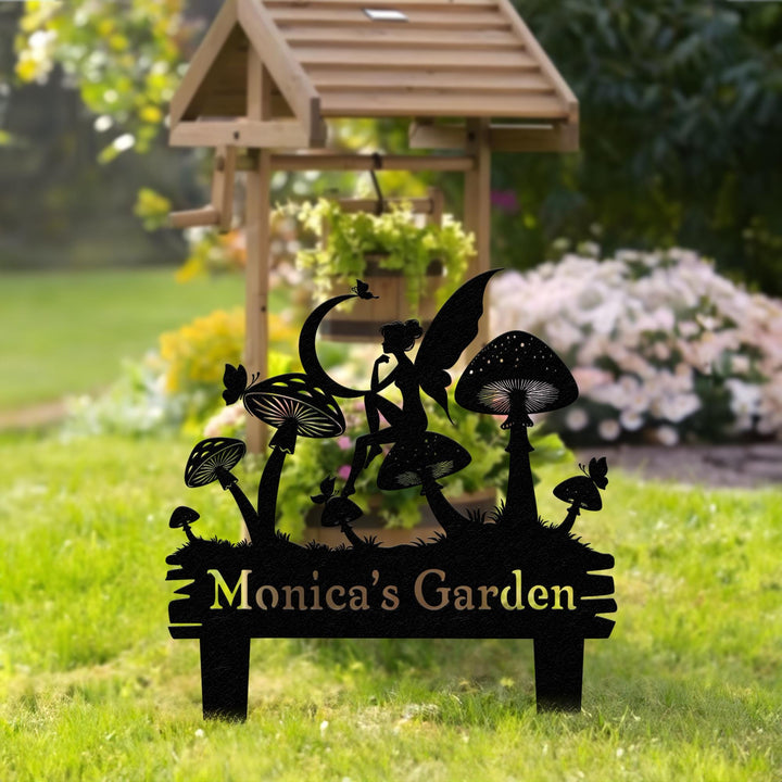 Personalized Fairy Garden Stake, Custom Metal Fairy Mushroom Yard Sign, Gardening Gift, Garden Metal Art, Yard Garden Decor for Outdoor