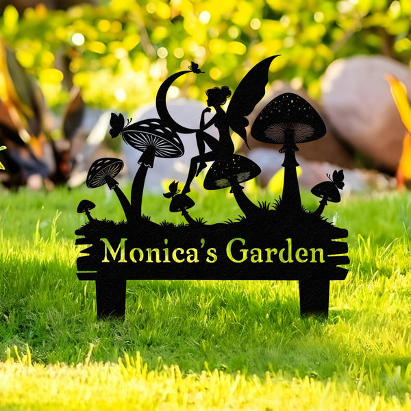 Personalized Fairy Garden Stake, Custom Metal Fairy Mushroom Yard Sign, Gardening Gift, Garden Metal Art, Yard Garden Decor for Outdoor