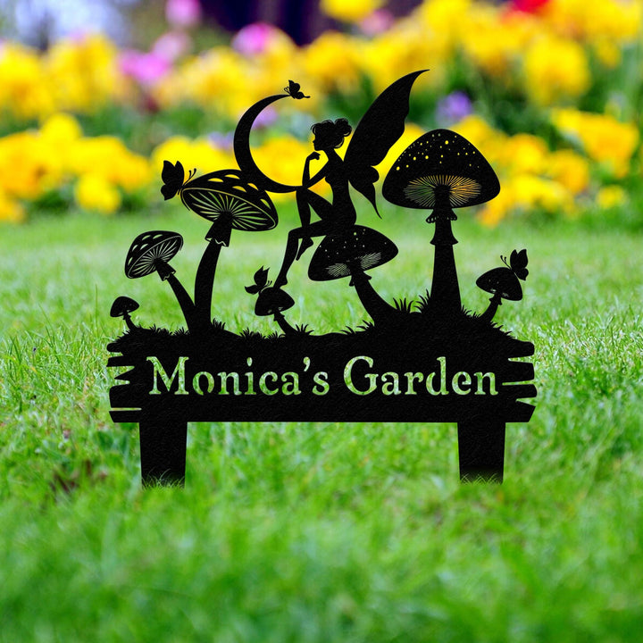 Personalized Fairy Garden Stake, Custom Metal Fairy Mushroom Yard Sign, Gardening Gift, Garden Metal Art, Yard Garden Decor for Outdoor