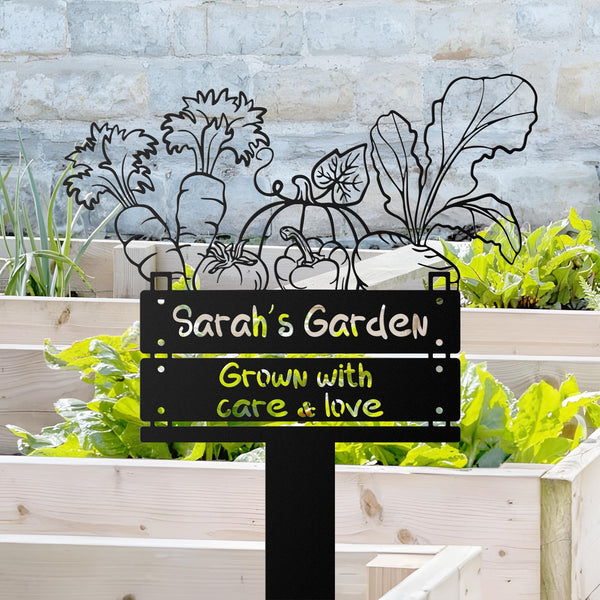 Garden Metal Sign with Stakes Personalizable, Custom Round Sign for Garden Decoration| Gardeners Gift| Unique Gift for Mothers Day