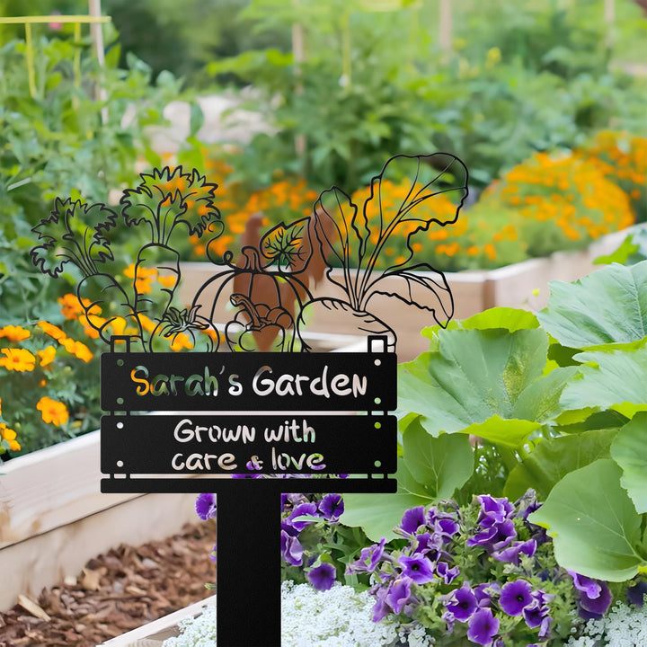 Garden Metal Sign with Stakes Personalizable, Custom Round Sign for Garden Decoration| Gardeners Gift| Unique Gift for Mothers Day