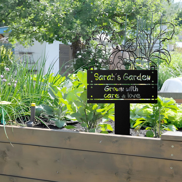Garden Metal Sign with Stakes Personalizable, Custom Round Sign for Garden Decoration| Gardeners Gift| Unique Gift for Mothers Day