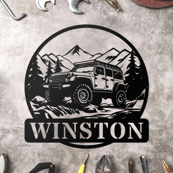 Custom Offroad Jeep Metal Sign, Personalized Outdoor Sign, Rustic Adventure Wall Art, Unique Gift for Jeep Enthusiasts, Garage Decor