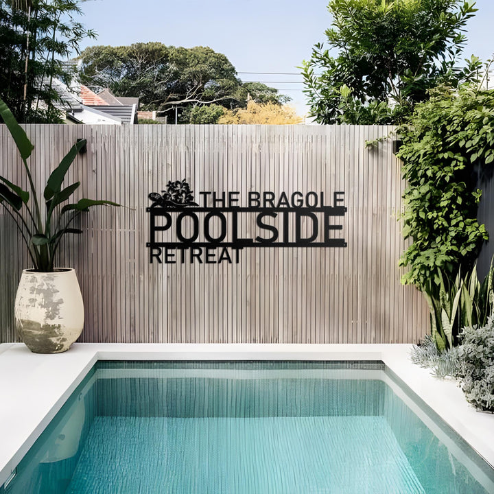 Personalized Hibiscus Pool Sign Metal Wall Art, Outdoor Patio Decor,  Poolside Deccor, Oasis Retreat Pool, Tropical Home Decor, Spring Decor