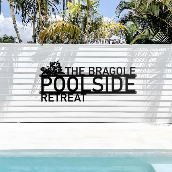 Personalized Hibiscus Pool Sign Metal Wall Art, Outdoor Patio Decor,  Poolside Deccor, Oasis Retreat Pool, Tropical Home Decor, Spring Decor