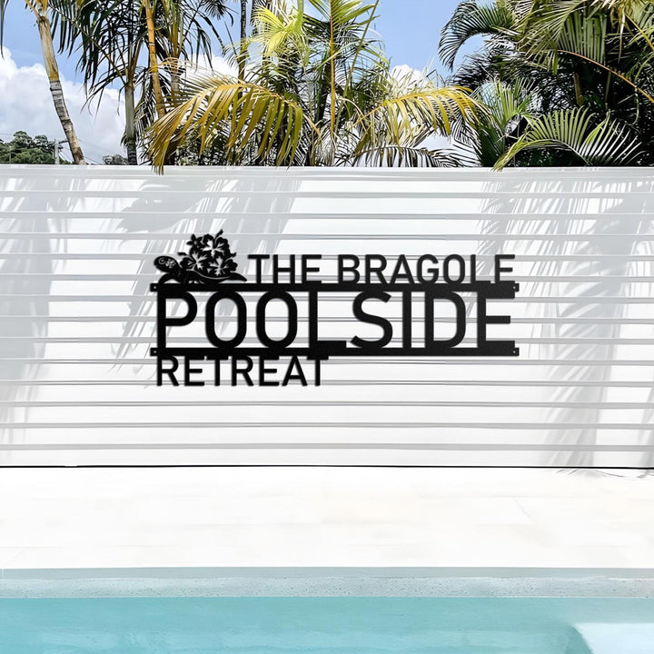 Personalized Hibiscus Pool Sign Metal Wall Art, Outdoor Patio Decor,  Poolside Deccor, Oasis Retreat Pool, Tropical Home Decor, Spring Decor