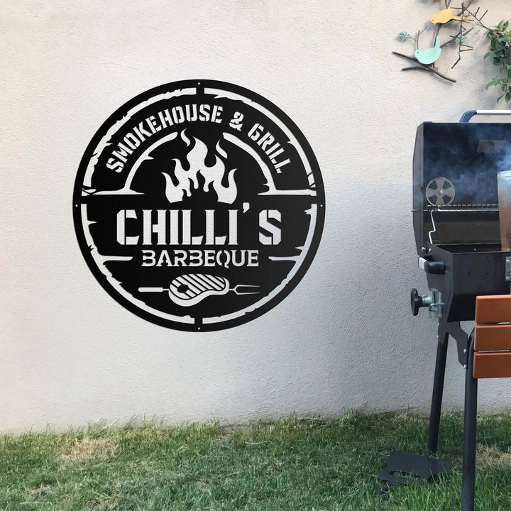 Personalized Metal Barbecue Wall Sign, Custom Grill Sign, Barbecue Sign for Outdoor, Large BBQ Sign, Custom Gift, Barbecue Wall Art Decor