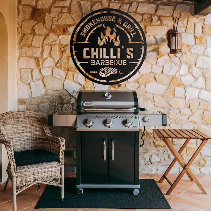 Personalized Metal Barbecue Wall Sign, Custom Grill Sign, Barbecue Sign for Outdoor, Large BBQ Sign, Custom Gift, Barbecue Wall Art Decor