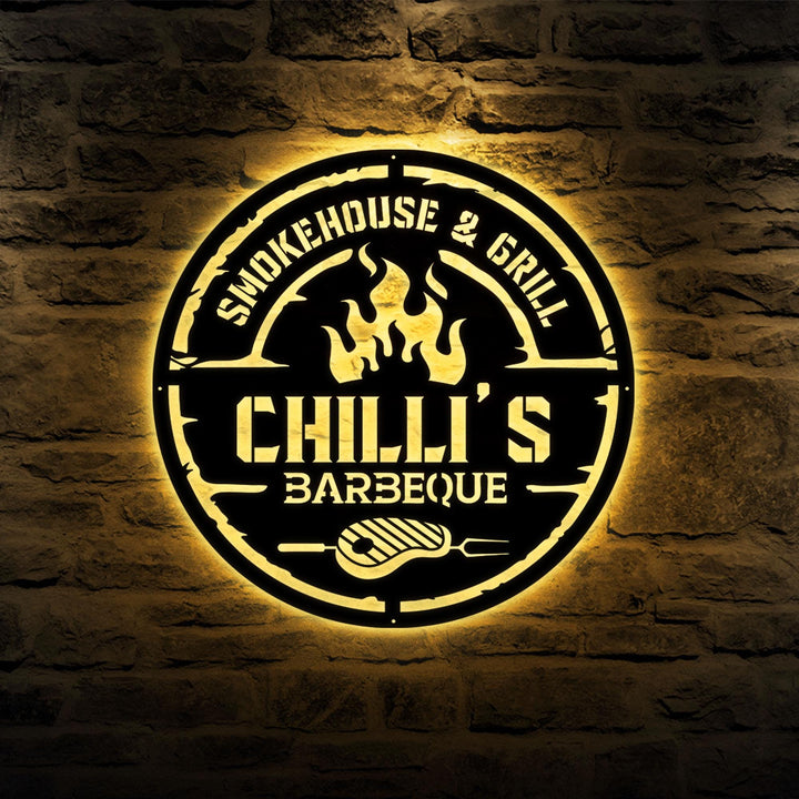 Personalized Metal Barbecue Wall Sign, Custom Grill Sign, Barbecue Sign for Outdoor, Large BBQ Sign, Custom Gift, Barbecue Wall Art Decor