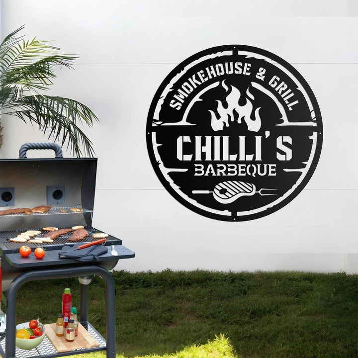 Personalized Metal Barbecue Wall Sign, Custom Grill Sign, Barbecue Sign for Outdoor, Large BBQ Sign, Custom Gift, Barbecue Wall Art Decor