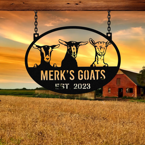 Custom Goat Metal Sign, Goat Metal Wall Art, Ranch/ Barn Sign, Farmhouse Wall Decor, Farmer Gift, Personalized Farm Name Sign, Farmer Gift