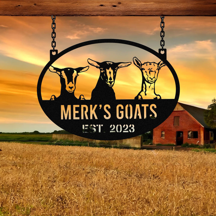 Custom Goat Metal Sign, Goat Metal Wall Art, Ranch/ Barn Sign, Farmhouse Wall Decor, Farmer Gift, Personalized Farm Name Sign, Farmer Gift