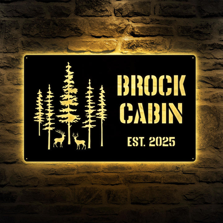 Personalized Metal Cabin Name Sign, Pine Tree Custom Metal Sign, Personalized Gift, Farmhouse Gift, Mountain House Sign, Family Name Sign