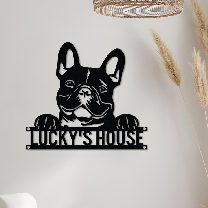 Custom French Bulldog Metal Sign, Personalized Dog Name Sign, Dog House Decor, Pet Lover Gift, Dog mom Sign, Pet Wall Art, Wall Art Decor