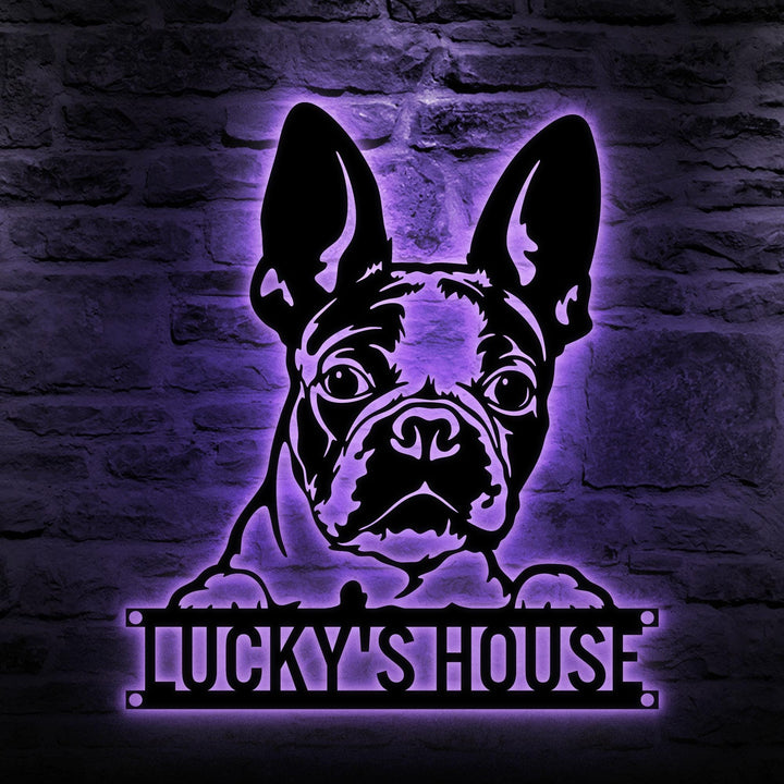 Custom French Bulldog Metal Sign, Personalized Dog Name Sign, Dog House Decor, Pet Lover Gift, Dog mom Sign, Pet Wall Art, Wall Art Decor