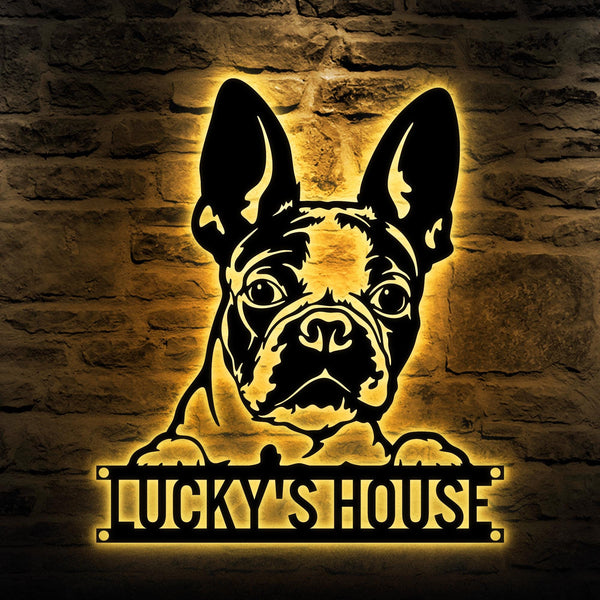 Custom French Bulldog Metal Sign, Personalized Dog Name Sign, Dog House Decor, Pet Lover Gift, Dog mom Sign, Pet Wall Art, Wall Art Decor