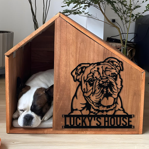 Custom English Bulldog Metal Sign, Personalized Dog Name Sign, Dog House Decor, Pet Lover Gift, Dog mom Sign, Pet Wall Art, Wall Art Decor