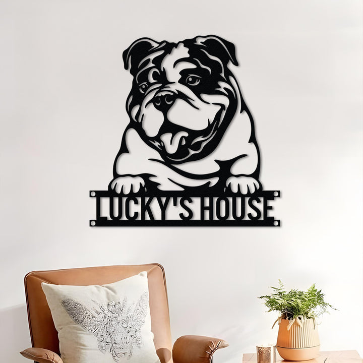 Custom English Bulldog Metal Sign Led Light, Personalized Dog Name Sign, Dog House Decor, Pet Lover Gift, Dog mom Sign, Pet Wall Art