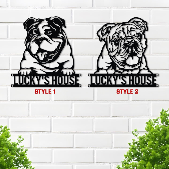 Custom English Bulldog Metal Sign Led Light, Personalized Dog Name Sign, Dog House Decor, Pet Lover Gift, Dog mom Sign, Pet Wall Art