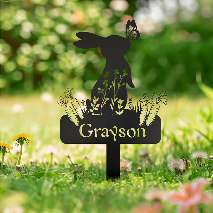 Personalized Bunny Stake Sign,Custom Rabbit Garden Decor,Year of Rabbit Gift,Pet Grave Marker,Outdoor decor,Rabbit Sign With Stake,Pet Loss
