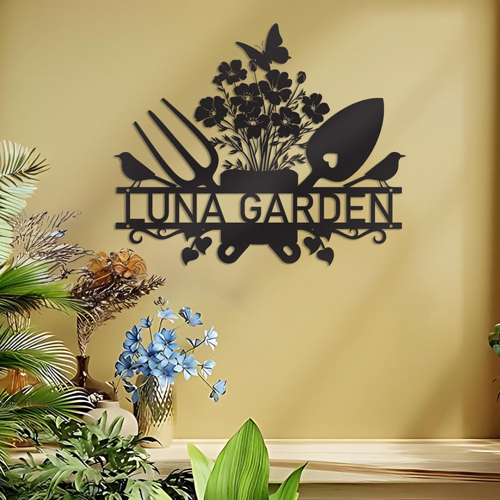 Personalized Garden Tool Metal Wall Art, Customized Hanging Garden Decor, Family Name Sign, Outdoor Yard Gifts, Grandma Porch Decoration
