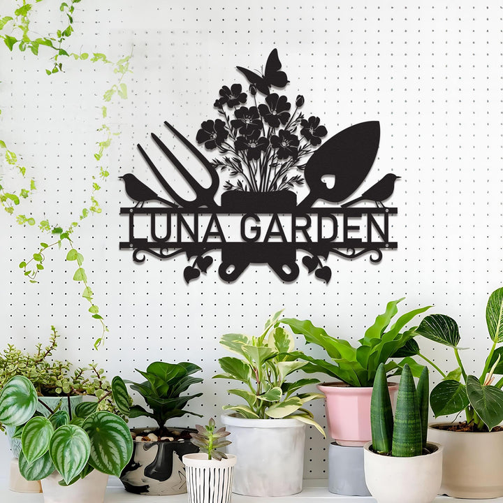 Personalized Garden Tool Metal Wall Art, Customized Hanging Garden Decor, Family Name Sign, Outdoor Yard Gifts, Grandma Porch Decoration