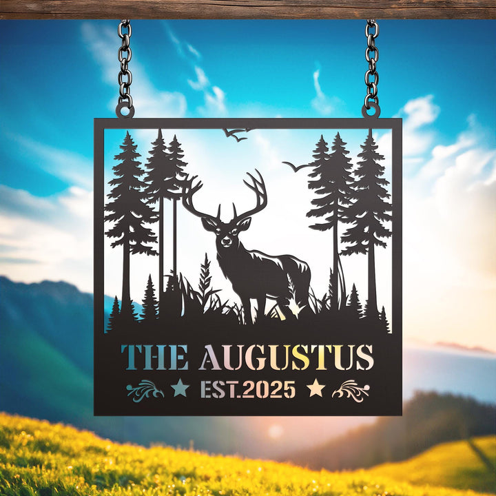 Custom Metal Deer Cabin Sign, Deer Hunter Gift, Cabin Decor, Hunting Sign, Personalized Last Name, Outdoor Decor, Lodge Decor, Farmer Gifts