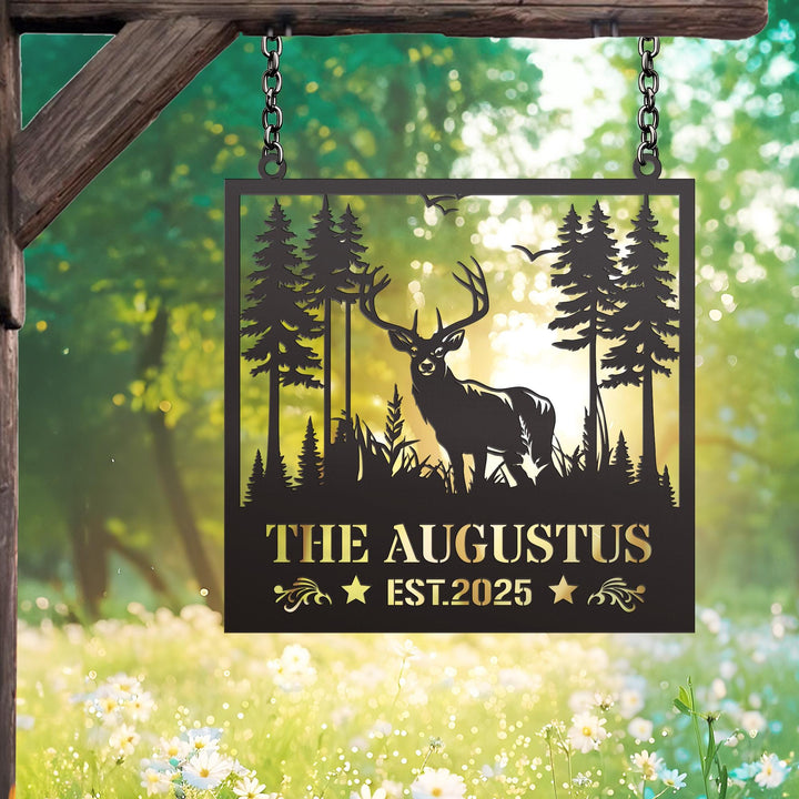 Custom Metal Deer Cabin Sign, Deer Hunter Gift, Cabin Decor, Hunting Sign, Personalized Last Name, Outdoor Decor, Lodge Decor, Farmer Gifts