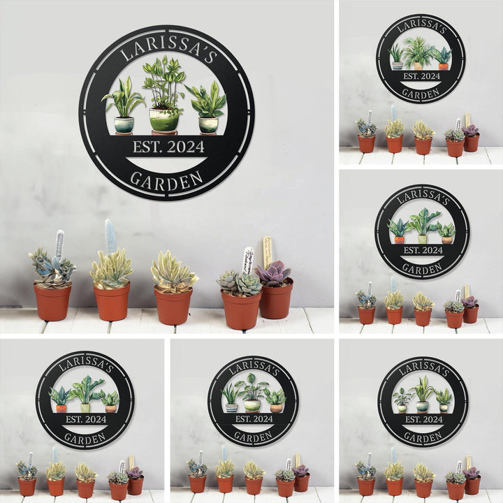 Custom Garden Sign, Personalized Plant Pot Garden Metal Sign, Garden Decor, Gardeners Gift, Metal Yard Art, Mother's Day Gifts.
