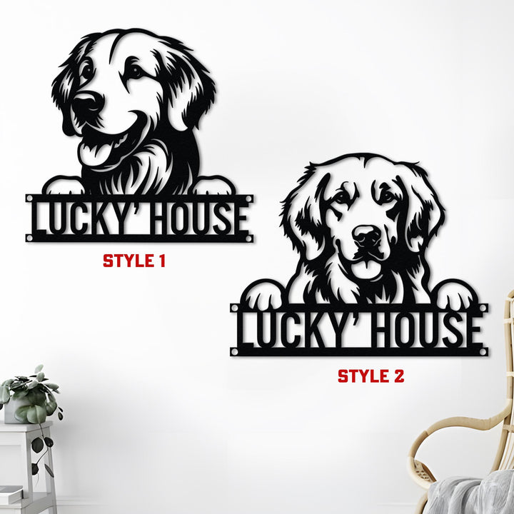 Custom Golden Retriever Metal Sign Led Lights, Personalized Dog Name Sign, Dog House Decor, Pet Lover Gift, Dog mom Sign, Wall Art Decor