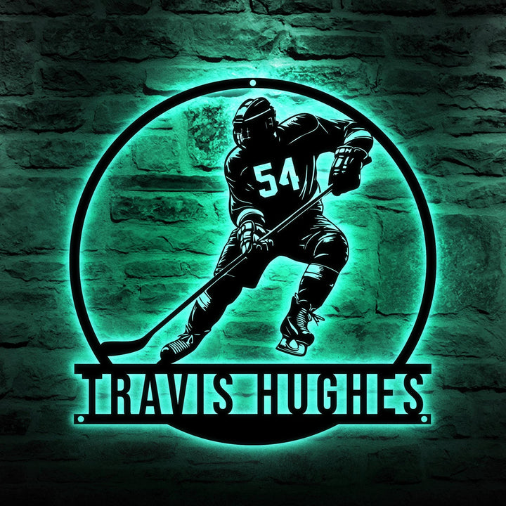 Personalized Hockey Name Sign, Metal LED Wall Art, Hockey Name Sign, Sports Name Sign, Gift For Hockey Players, Hockey Gift, Sports Wall Art