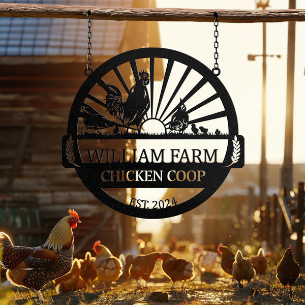 Personalized Chicken Farm Metal Sign, Chicken Coop Sign, Custom Chicken Farm Sign, Farm Coop Sign, Family Name Chicken Coop Sign Mothers Day